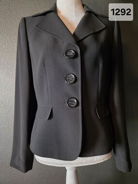 Women's Black Tailored Button Front Jacket